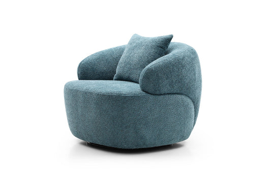 Silas Collection Bouclé  Swivel Chair, Light Blue