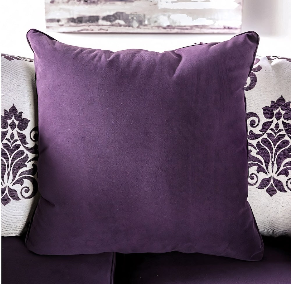 Sisseton Transitional Purple Small Weave Chenille Sofa