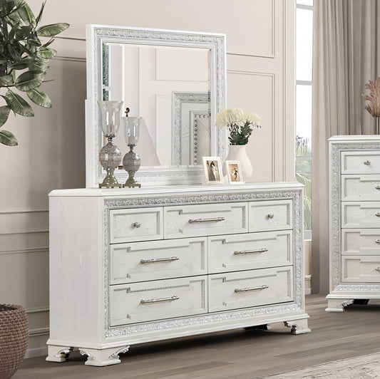 Stella Mia Traditional 7-Drawer Dresser, Creamy White