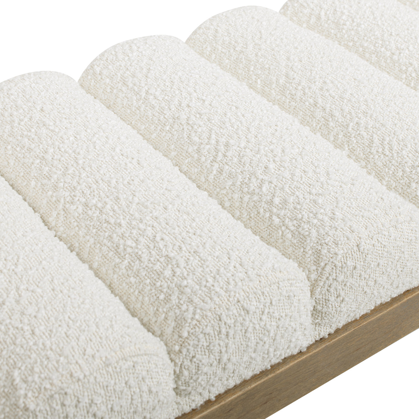 Sutton 52” Bouclé Channel-Tufted Accent Bench – Ivory White