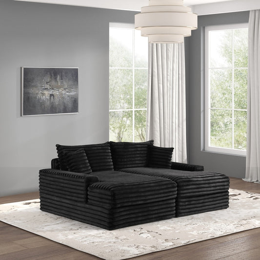 Tavedestrand Plush Chenille Oversize Double Arm Chaise Lounge