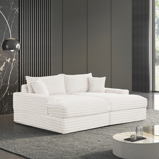 Tavedestrand Plush Chenille Oversize Double Arm Chaise Lounge