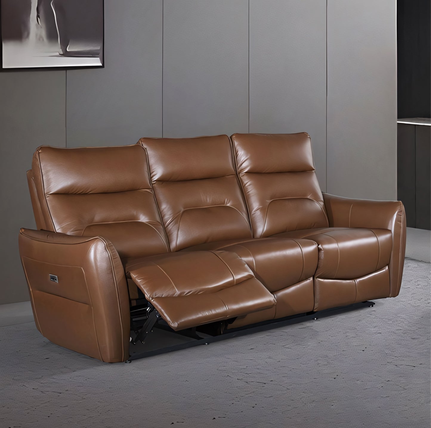 Terentius Modern Power Reclining Sofa - Caramel Brown