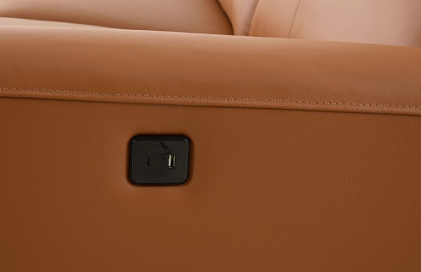 Theola Contemporary Clay Brown Top Grain Leather Power Sectional with Chaise