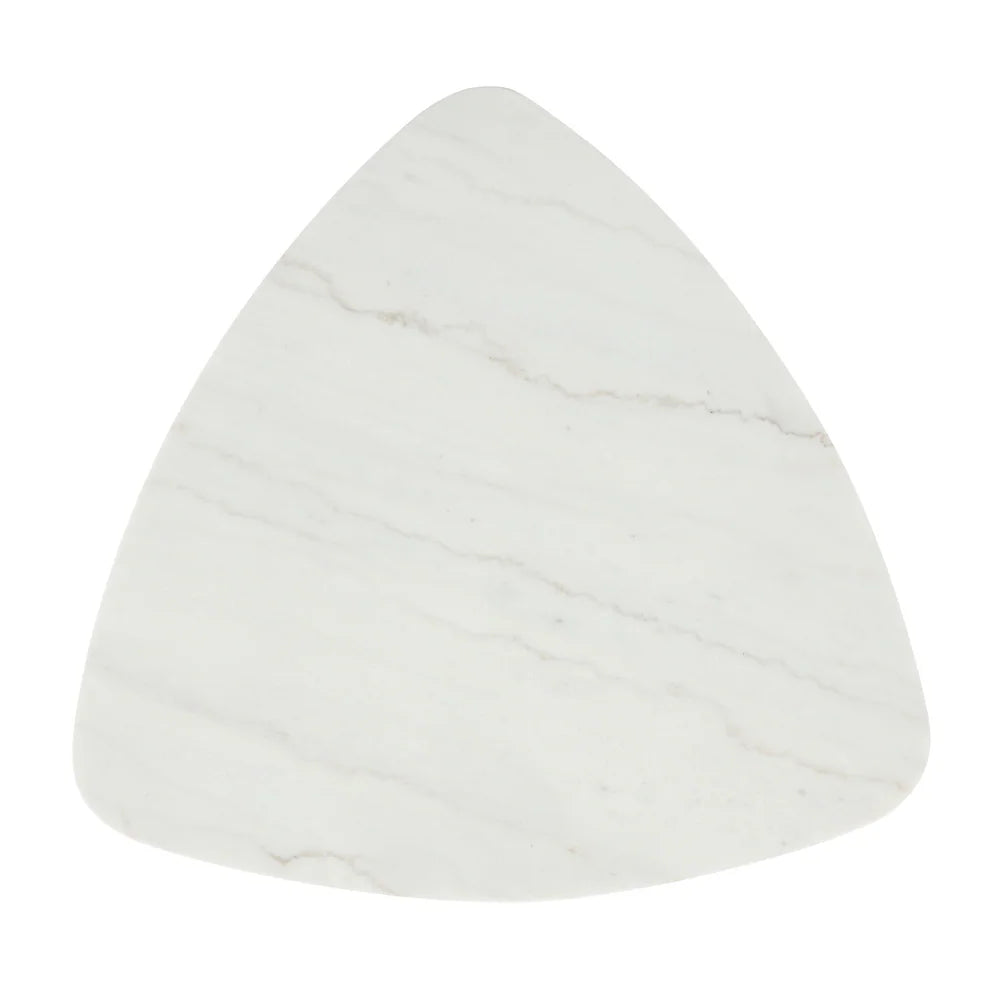 Thisted Modern White & Genuine Marble Triangle Top Coffee Table