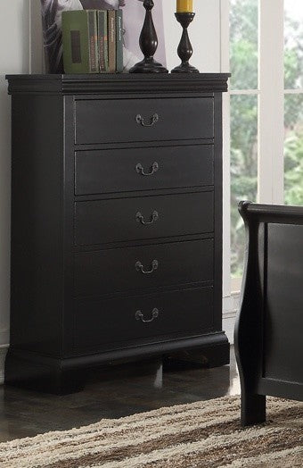 Poundex Contemporary Classic Design Black 5 Drawer Chest - F4728