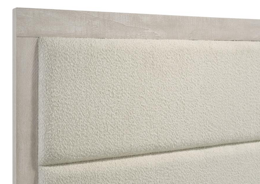 Trenton 5-Piece Twin Bedroom Set in Rustic Cream with Bouclé  Headboard