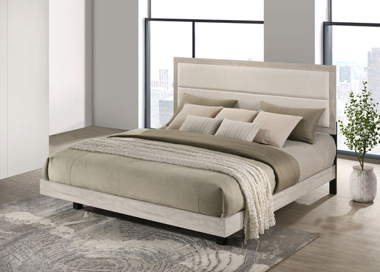 Trenton 54" Rustic Cream & Bouclé King Bed