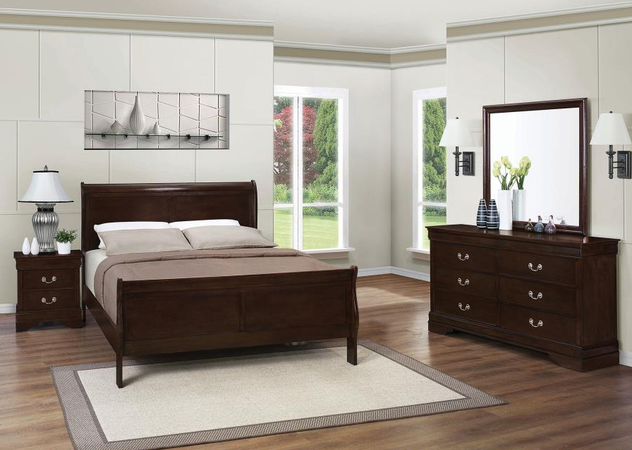 Trinity Classic Cappuccino Finish Sleigh Bedroom Set