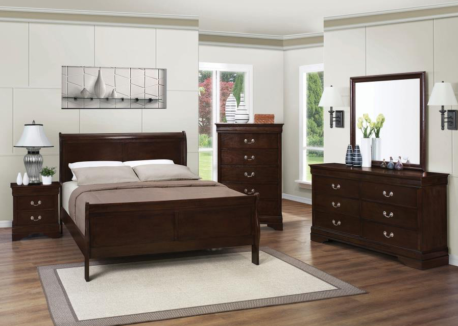 Trinity Classic Cappuccino Finish Sleigh Bedroom Set