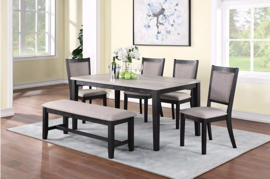 Cedarvale 6-Piece Dining Set with Bench – Natural or Two-Tone Finish