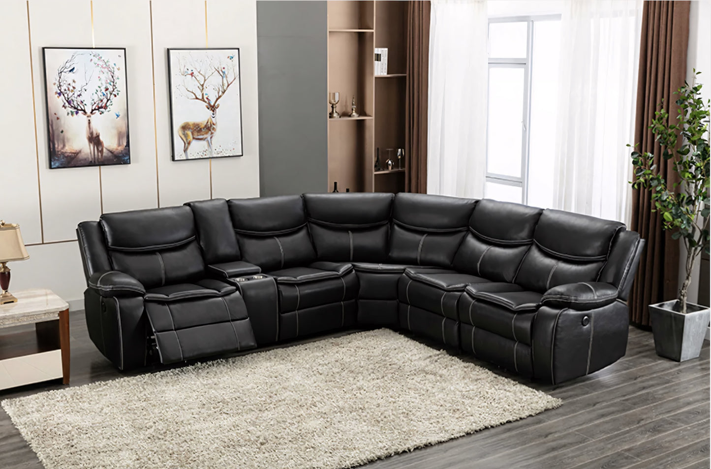 Trinity Pillow Top Leatherette Power Reclining Sectional