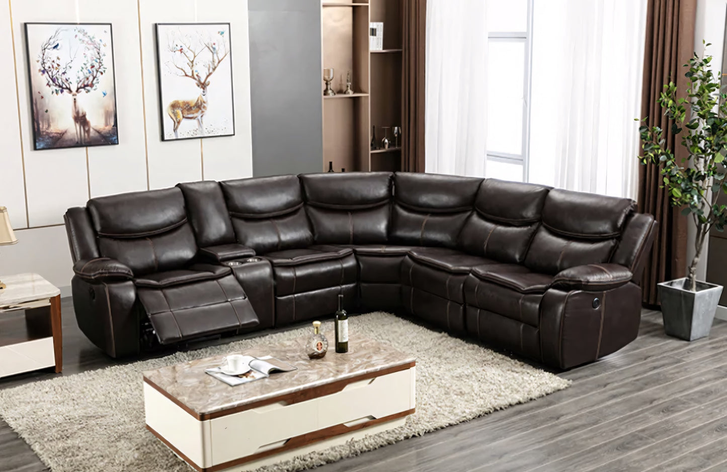 Trinity Pillow Top Leatherette Power Reclining Sectional