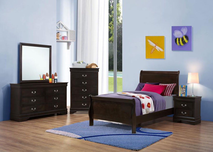 Trinity Classic Cappuccino Finish Sleigh Bedroom Set