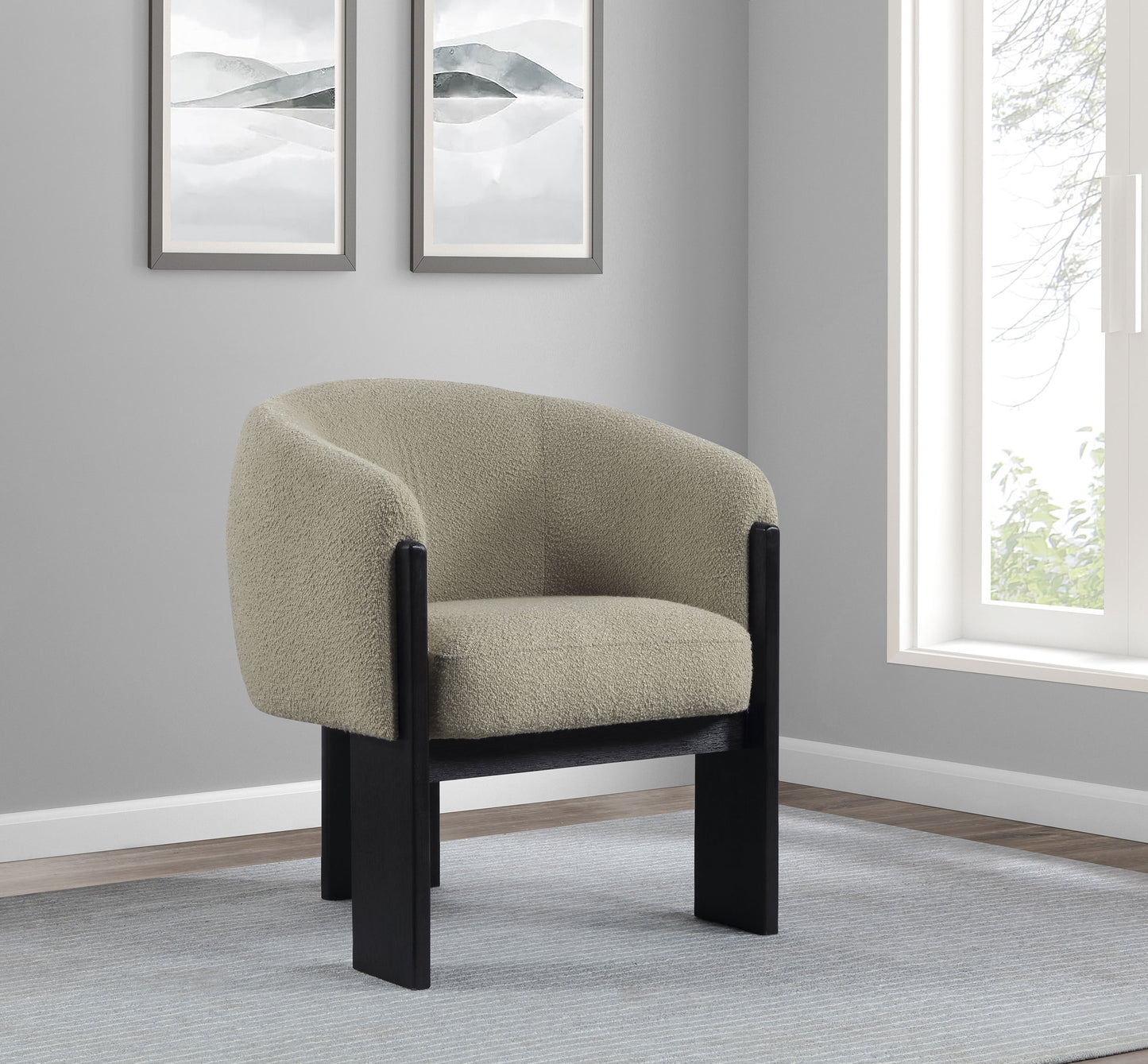 Valdez Boucle Upholstered Barrel Back Accent Chair