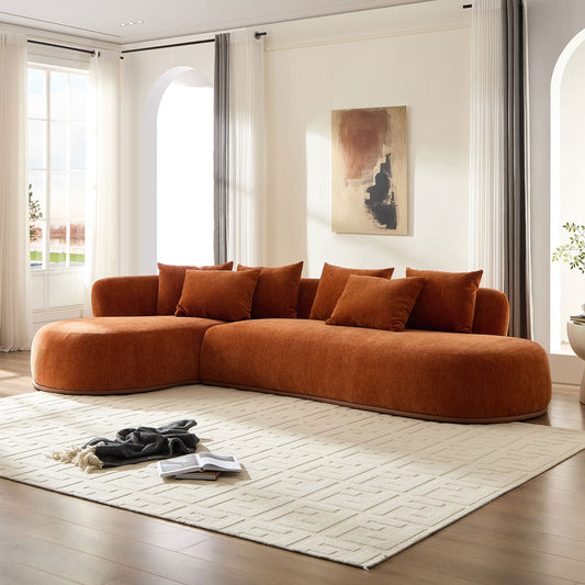 Valen 134" Modern Oversize Upholstered Sectional, Orange
