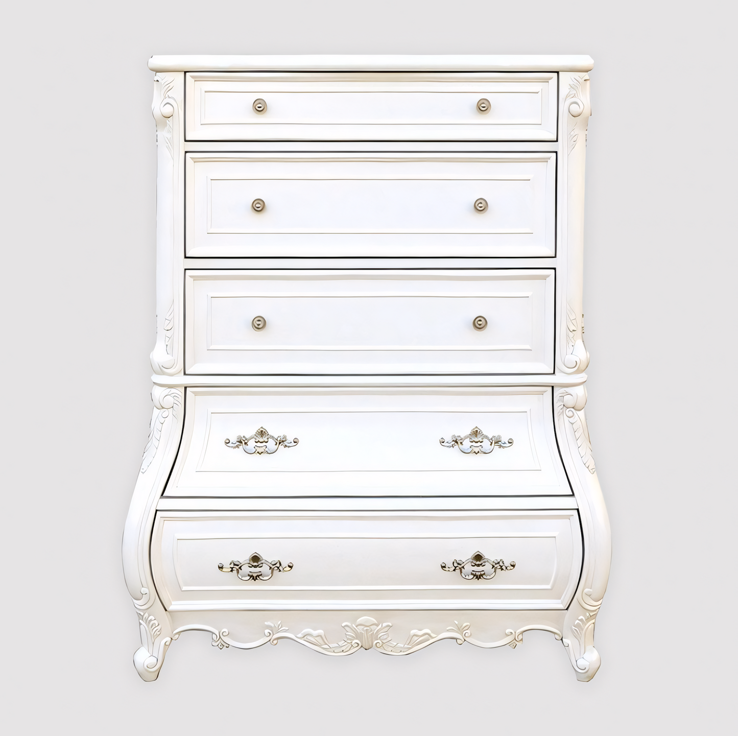 Velentini Traditional King Bedroom Set - White & Tan