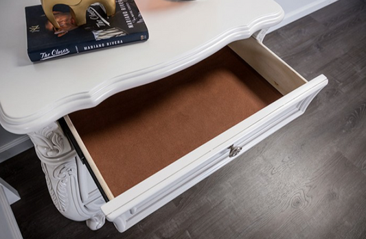 Velentini Traditional 5-Drawer Chest w/ Crystal Knobs in White