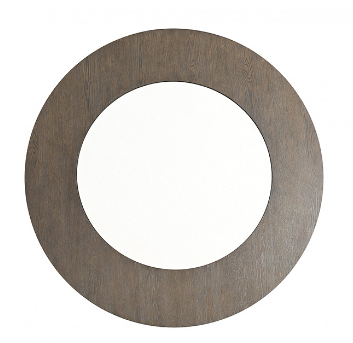 Vellara Transitional 5-Piece Round Dining Set with Stone Top – Dark Walnut