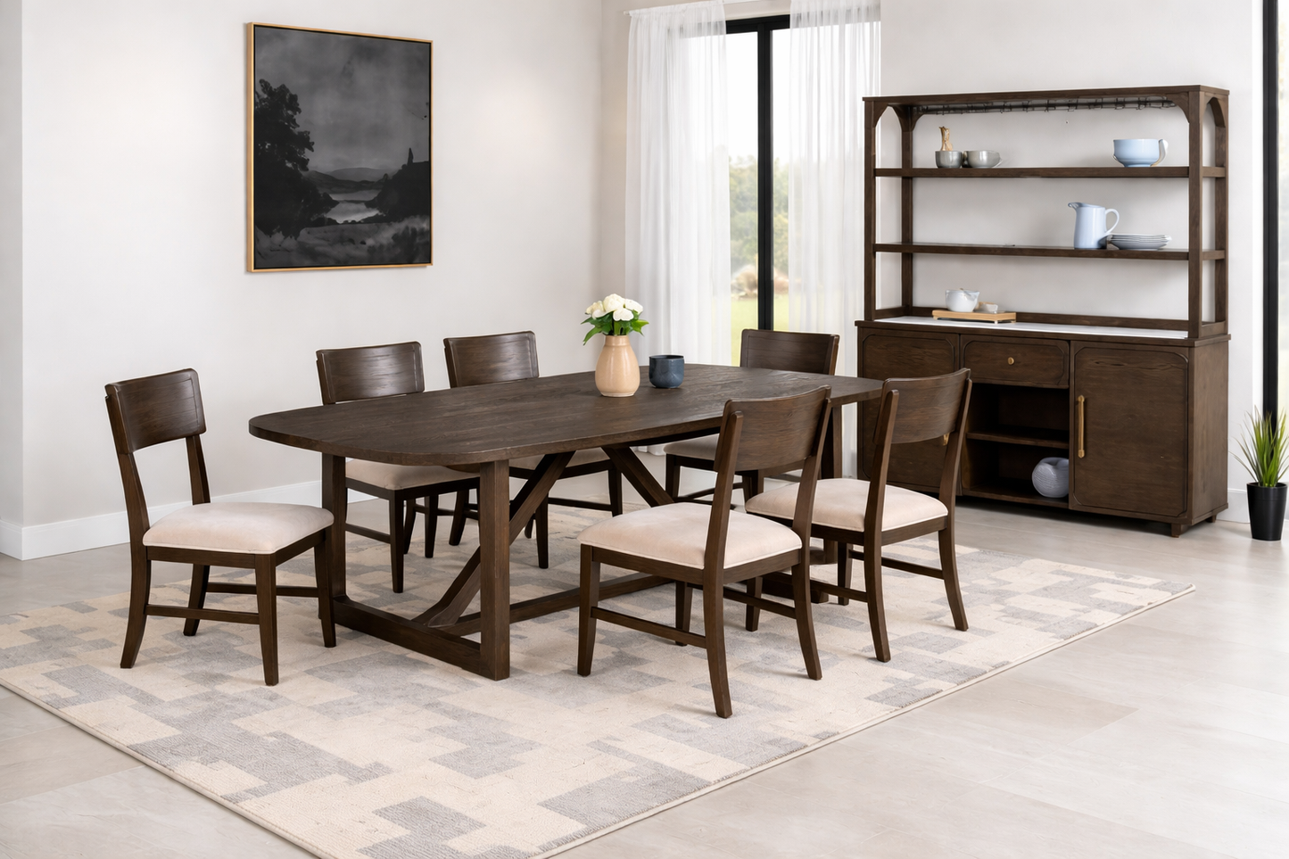 Vellara Transitional Rectangular Dining Table with Wood Top – Dark Walnut - Finally Home Furnishings LLC