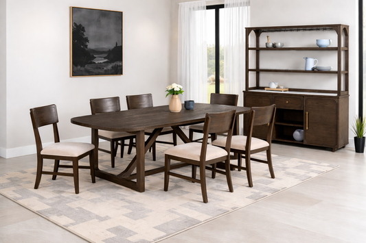 Vellara Transitional Rectangular Dining Table with Wood Top – Dark Walnut - Finally Home Furnishings LLC
