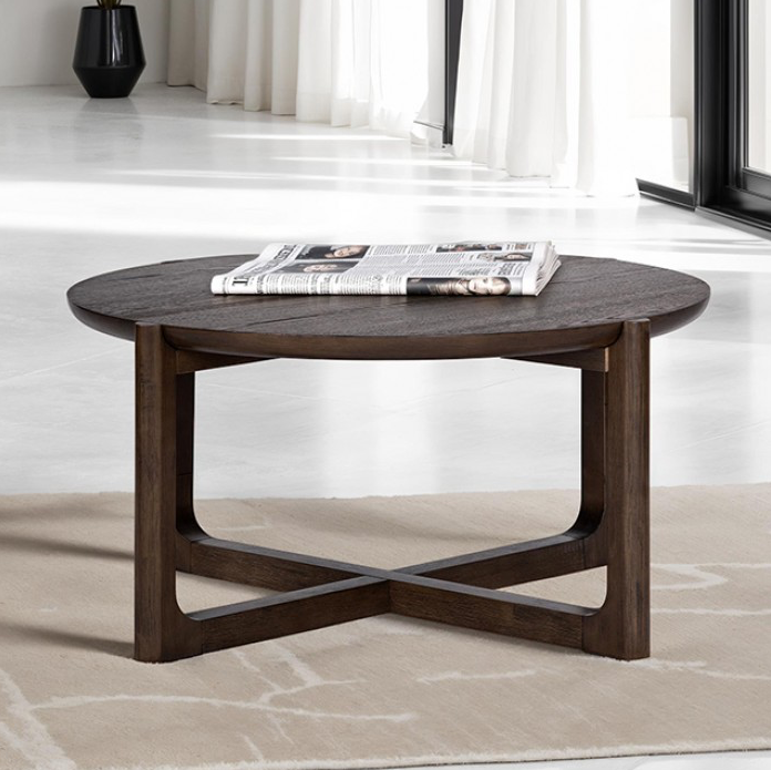 Vellara Transitional 36” Cocktail Table with Wood Top – Dark Walnut - Finally Home Furnishings LLC