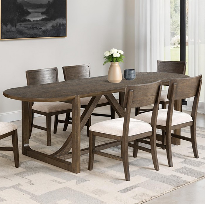 Vellara Transitional Rectangular Dining Table with Wood Top – Dark Walnut - Finally Home Furnishings LLC