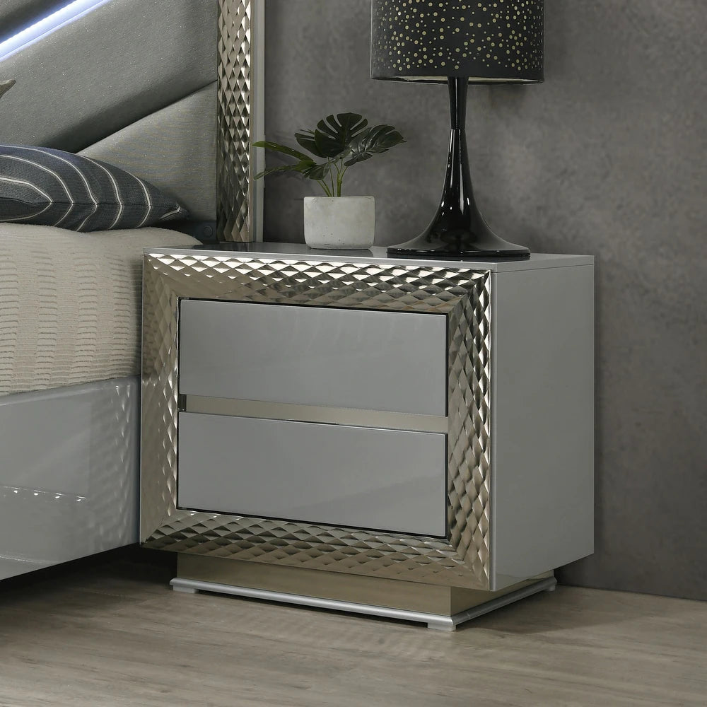 Ventnor Queen Glam Bedroom Collection, Gray