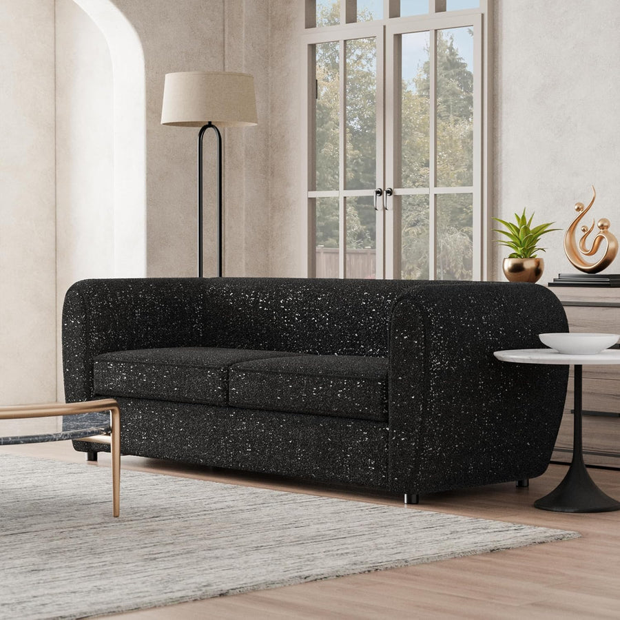 Verdal Contemporary Sofa in Black Boucle