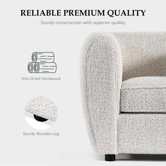 Verdal Contemporary Living Room Set in Off-White Boucle