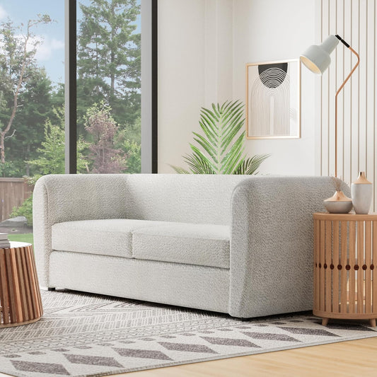 Verdal Contemporary Sofa in Off-White Boucle