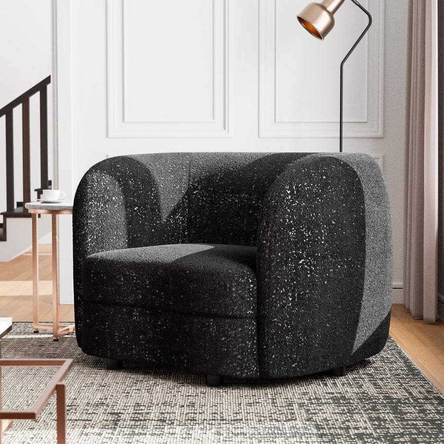 FOA Versoix Boucle Upholstered Kidney-Style Seat Accent Chair - Black