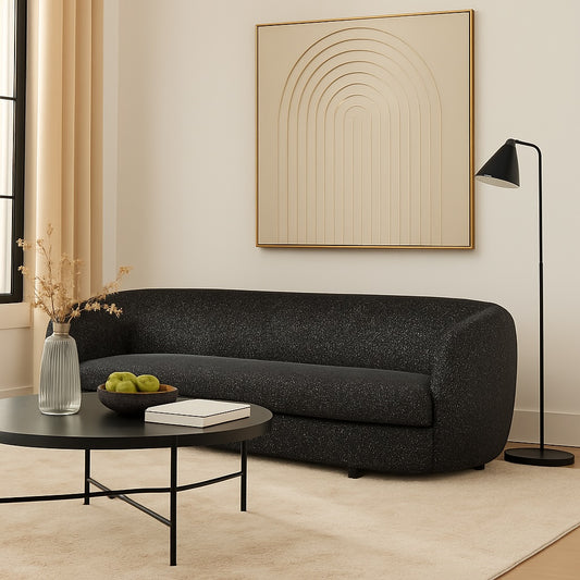 Versoix Contemporary Sofa in Black Boucle