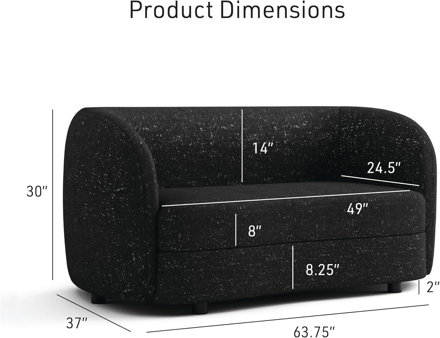 Versoix Contemporary Sofa in Black Boucle