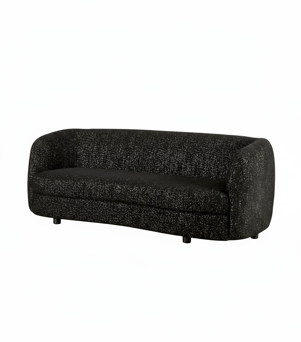 Versoix Contemporary Sofa in Black Boucle