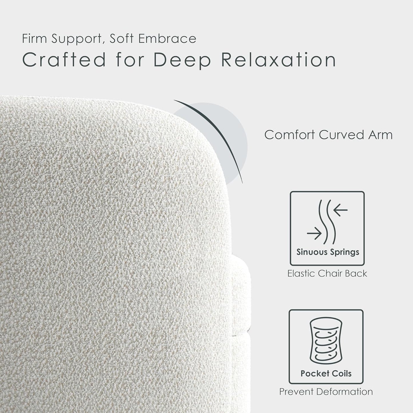 Versoix Contemporary Living Room Set in Off-White Boucle