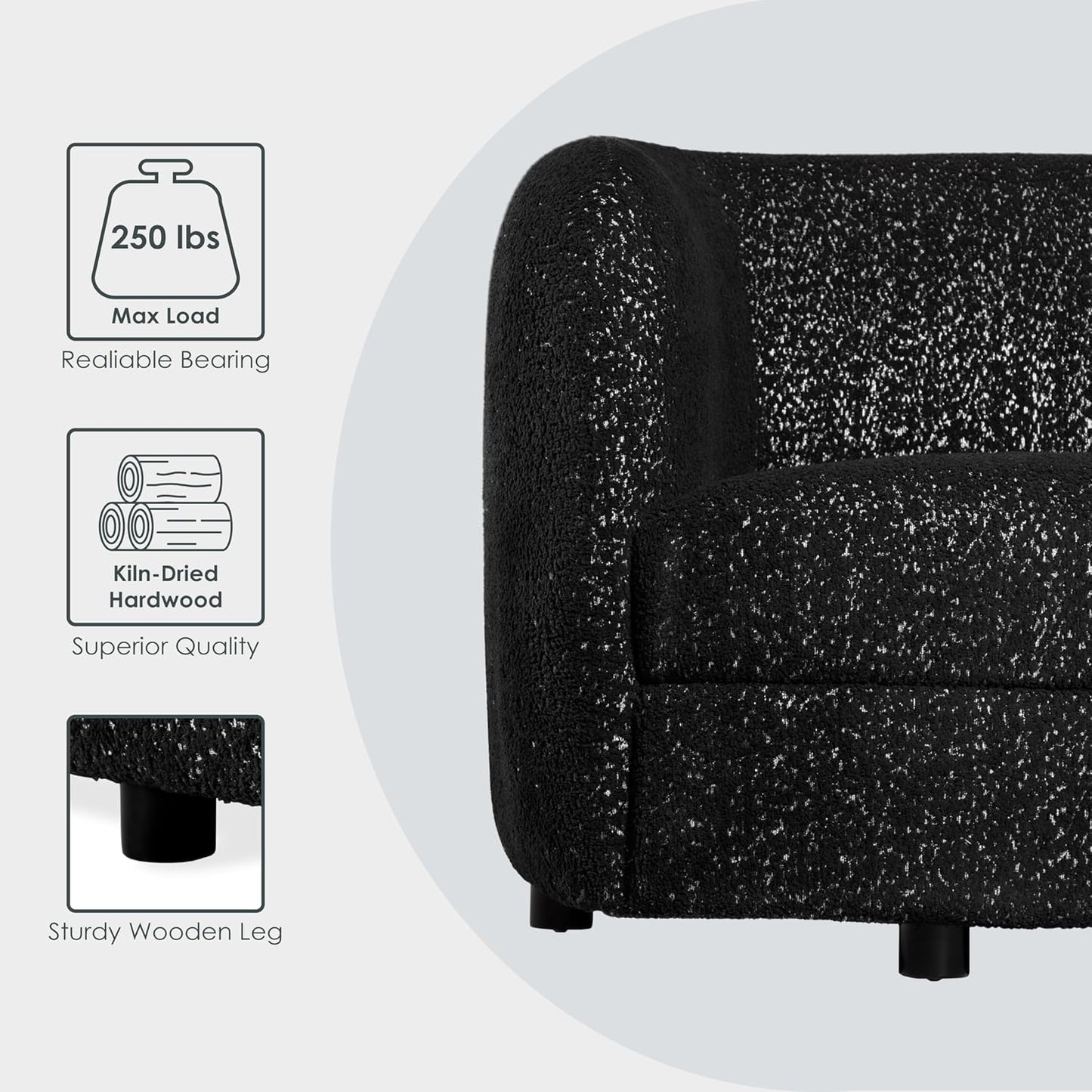 FOA Versoix Boucle Upholstered Kidney-Style Seat Accent Chair - (3 Colors)