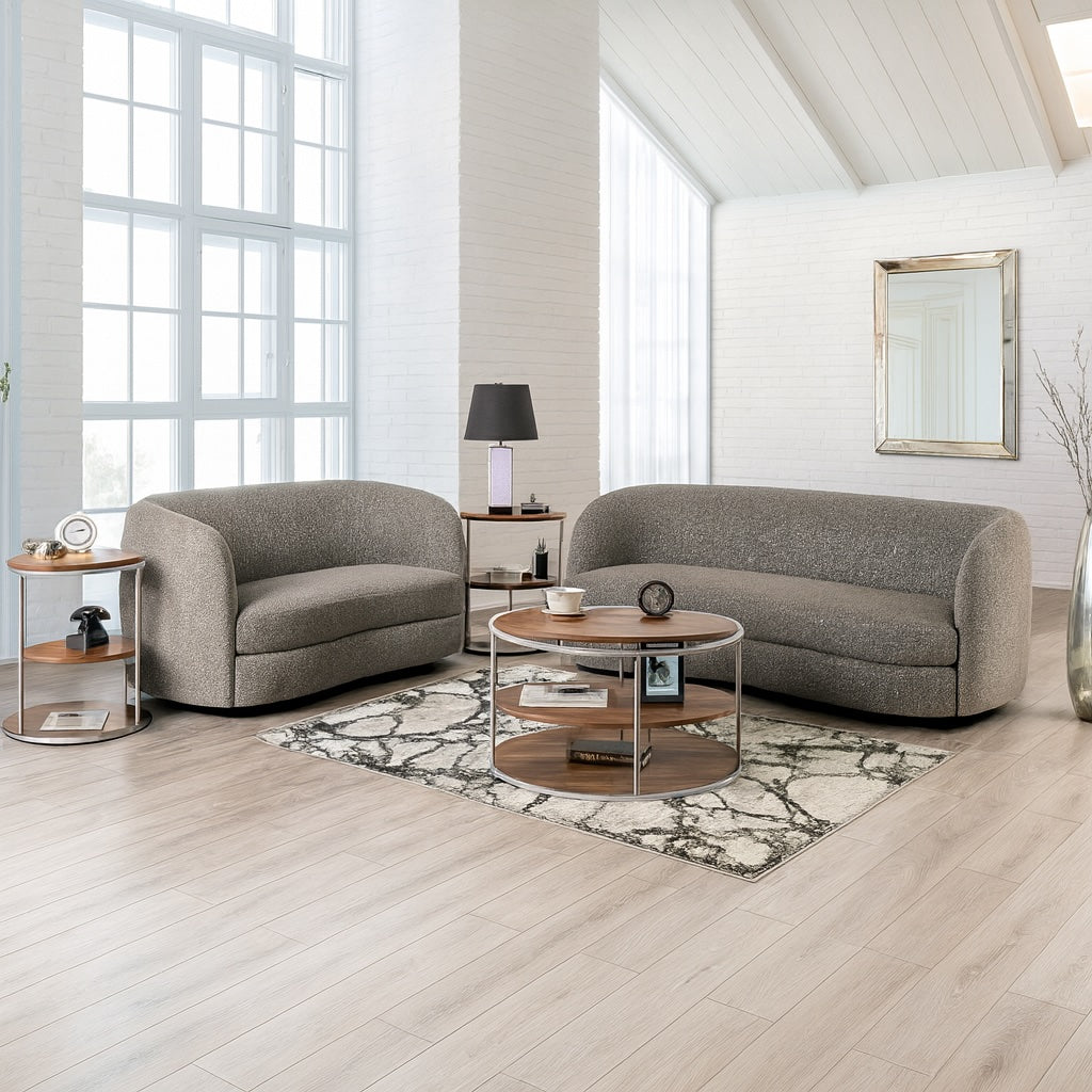 Versoix Contemporary Sofa in Charcoal Gray Boucle