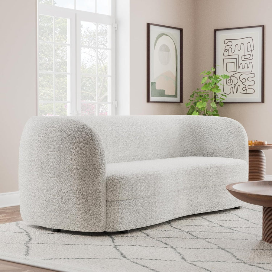 Versoix Contemporary Sofa in Off-White Boucle
