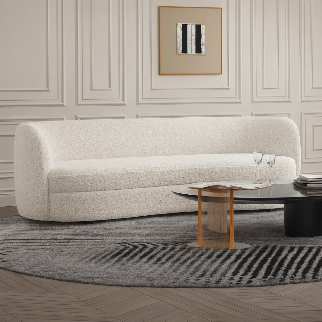 Versoix Contemporary Living Room Set in Off-White Boucle
