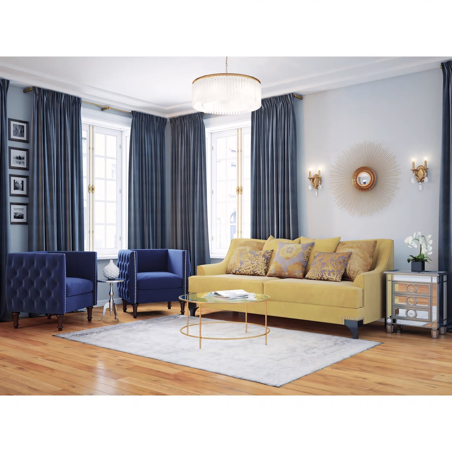 Viscontti Golden Velvet Living Room Set