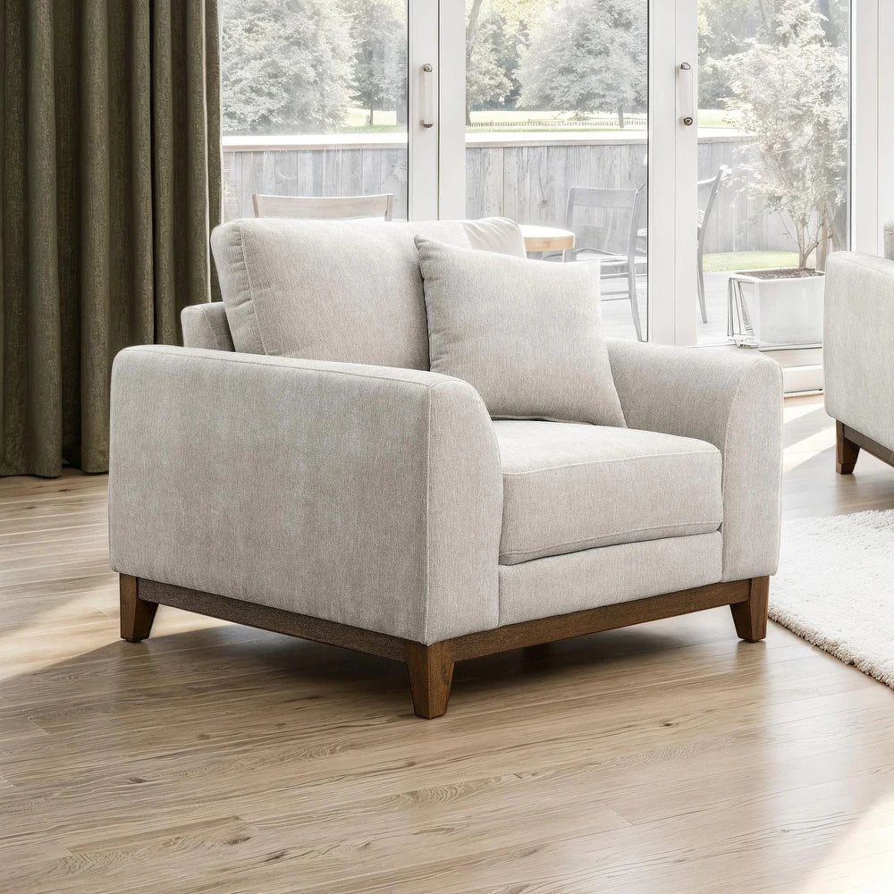 Watton Mid-Century Modern Chenille Sofa & Loveseat Set - Light Gray