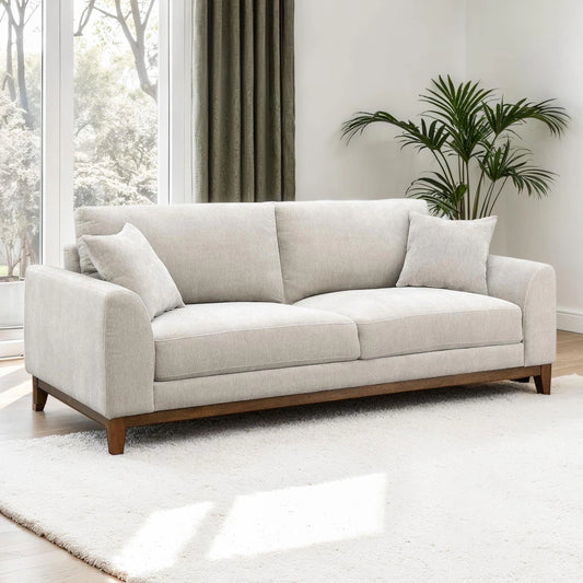 Watton Mid-Century Modern Chenille Sofa & Loveseat Set - Light Gray