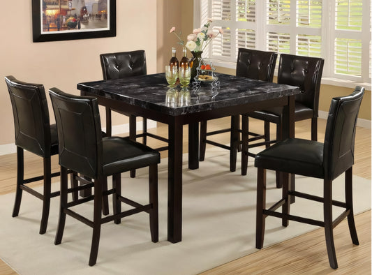 Westmont 5-Piece Counter Height Faux Marble Dining Set – Gray