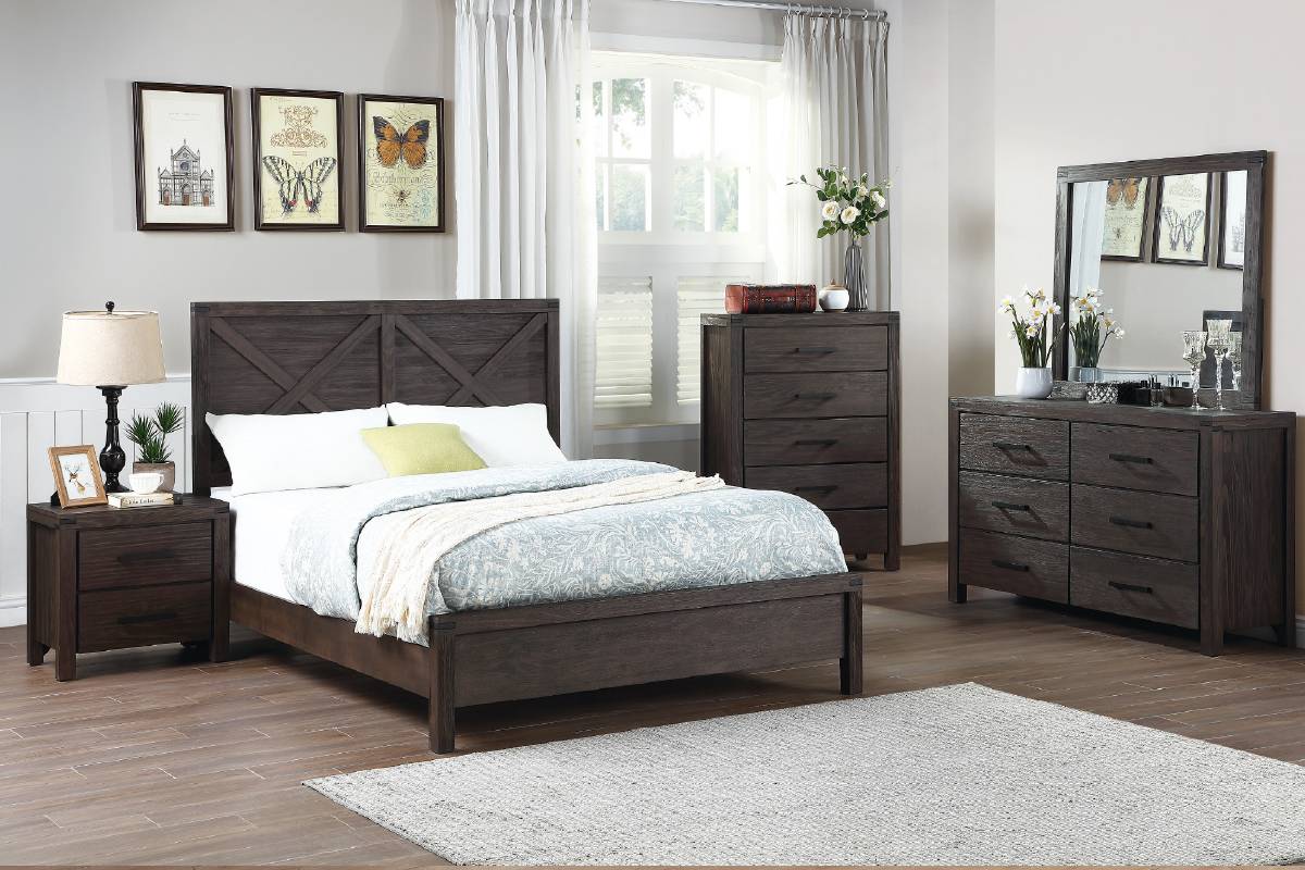 Poundex Transitional Style 6 Drawer Dark Brown Dresser - F5428