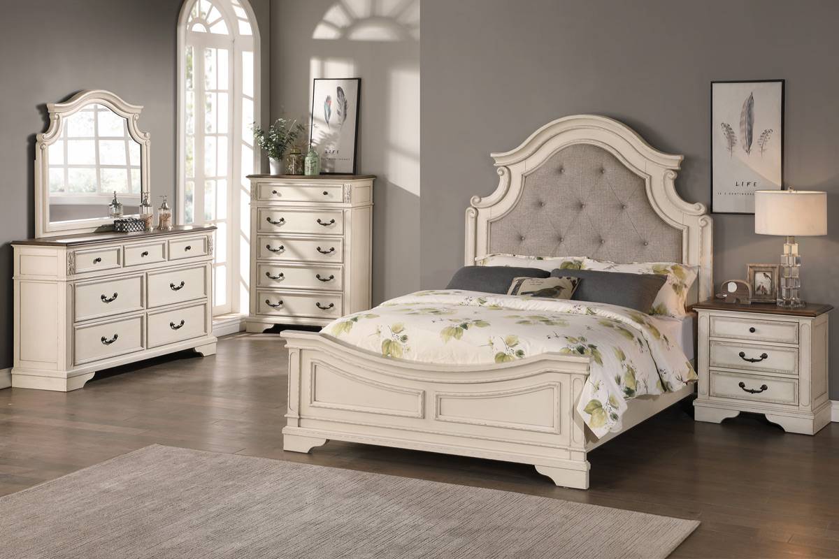 Poundex Classic Contemporary Style 7 Drawer Dresser in Almond White - F5483