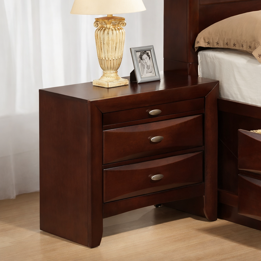 Zosimo Transitional Nightstand – Cherry - Finally Home Furnishings LLC