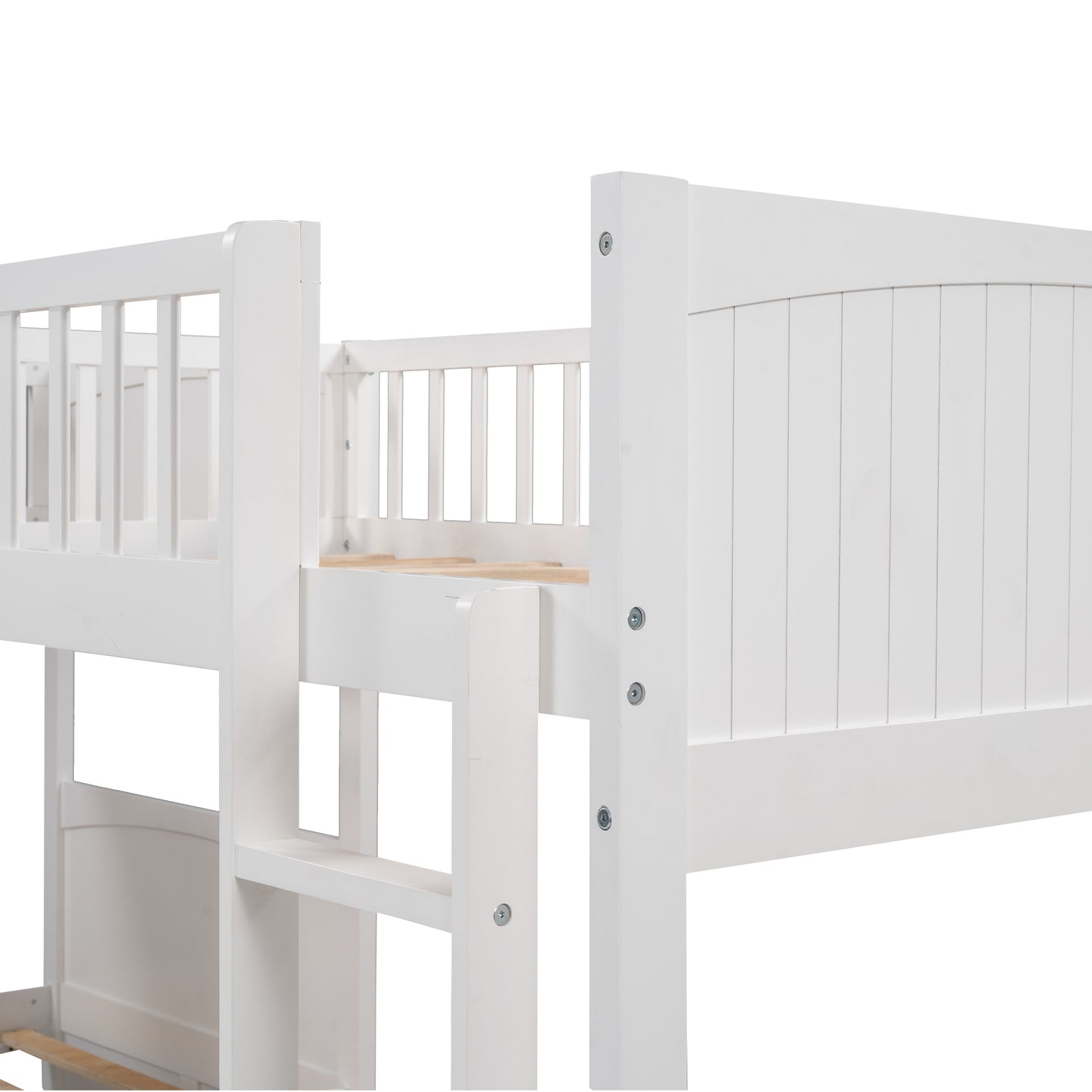 Twin Size Bunk Bed with a Loft Bed attached, with Two Drawers,White
