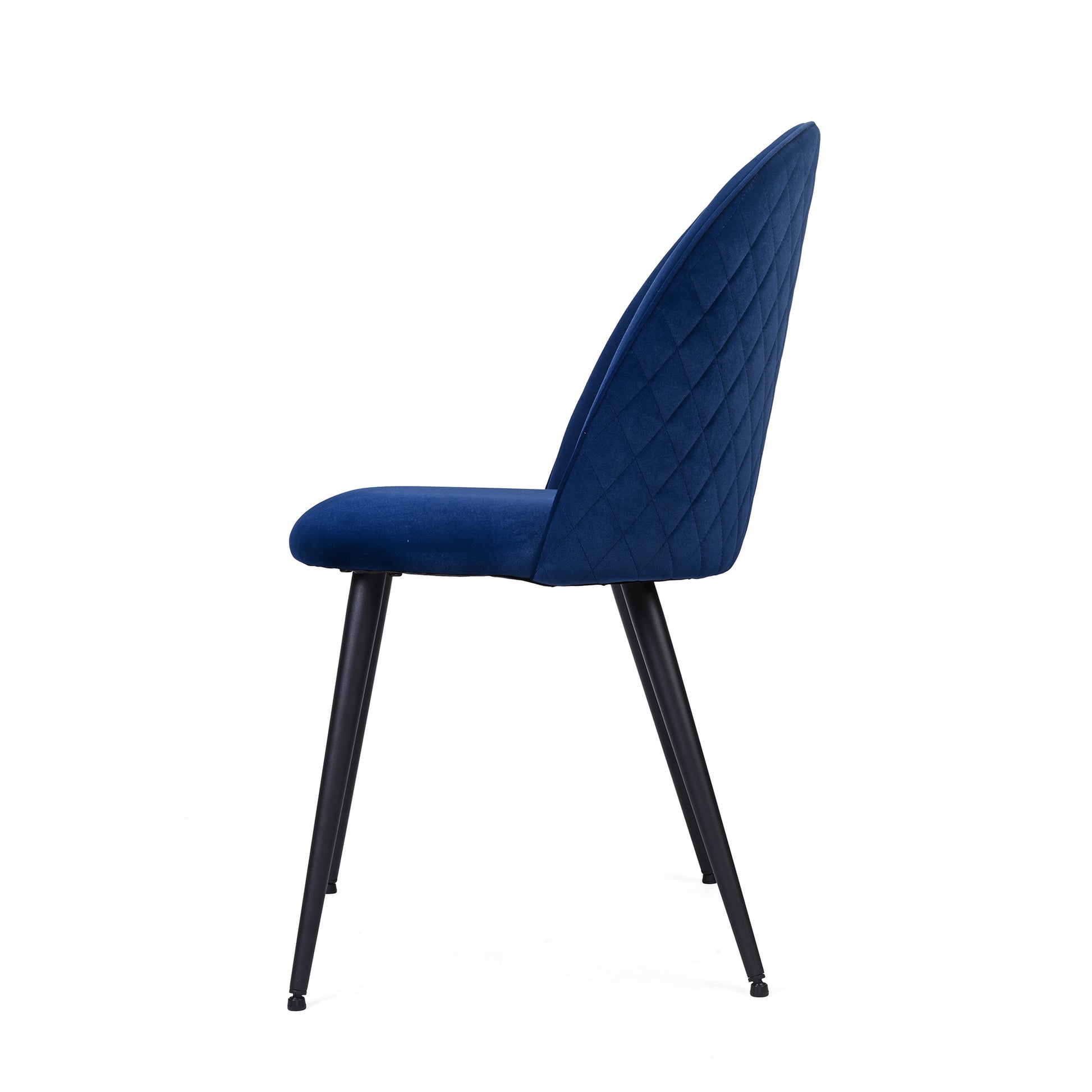 Blue Velvet Dining Chair with Black Metal Legs - Set of 2 Chairs