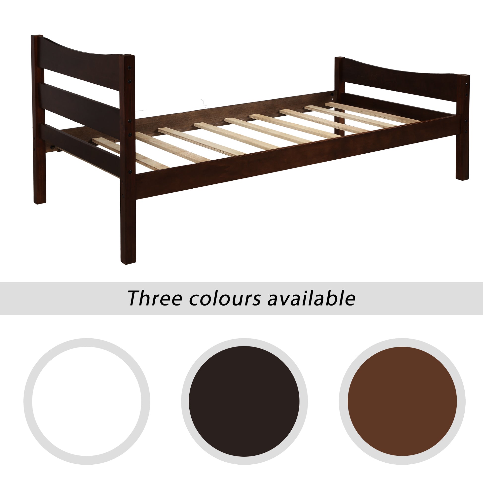 Traditional Twin Size Wooden Platform Bed in Espresso